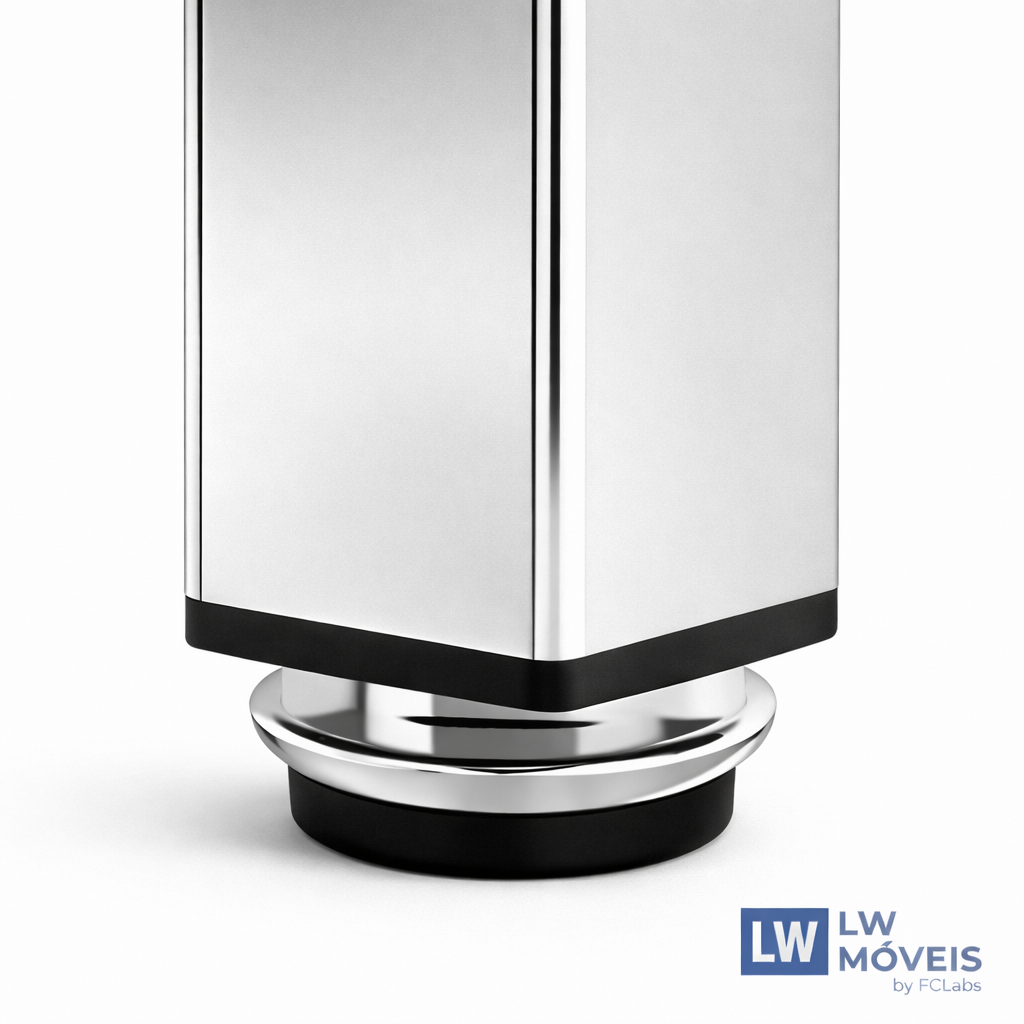 Pé Quadrado em Aço Inox para Móveis | Unidade