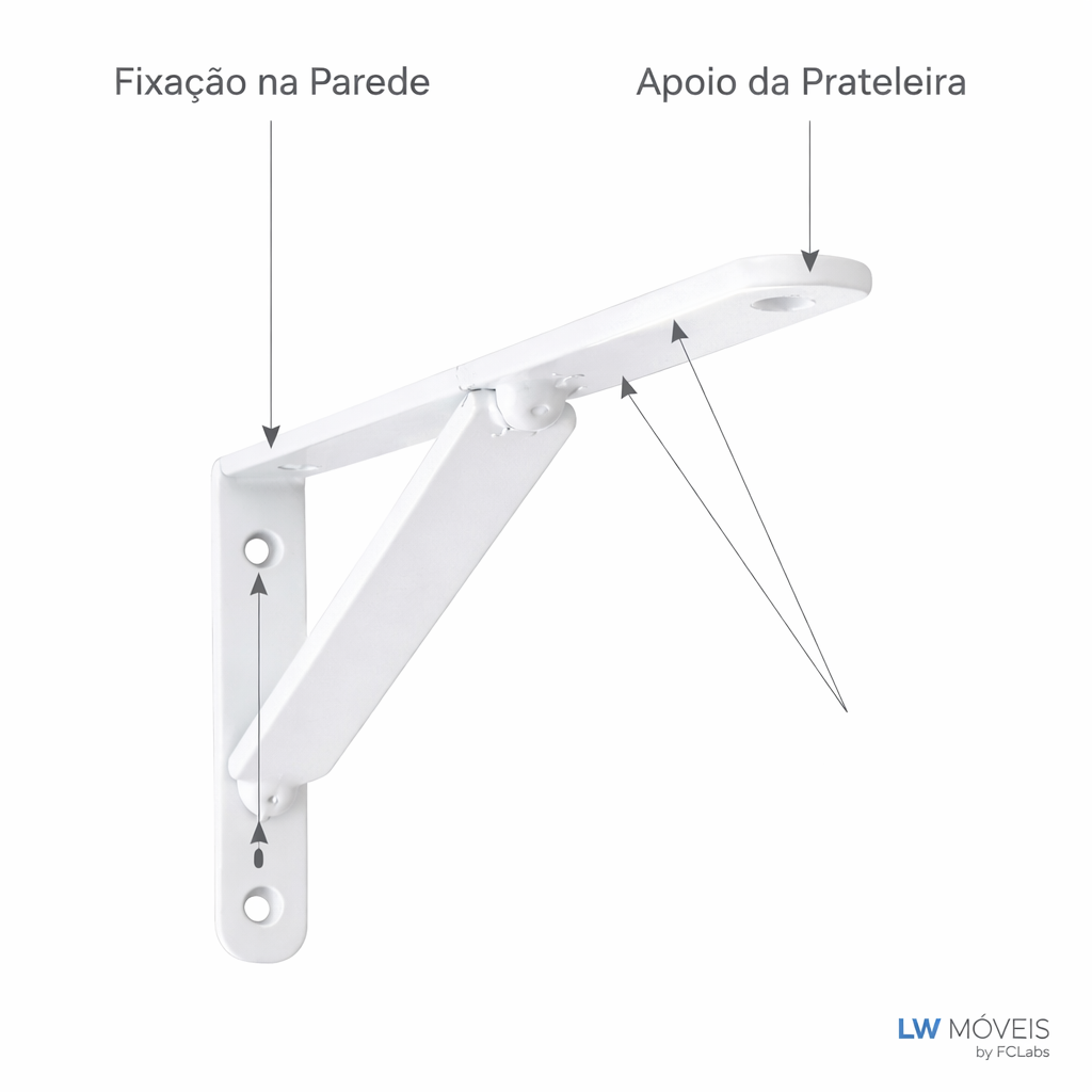Kit Mão Francesa em Aço para Prateleiras | Suporte de Parede | 40kg por par