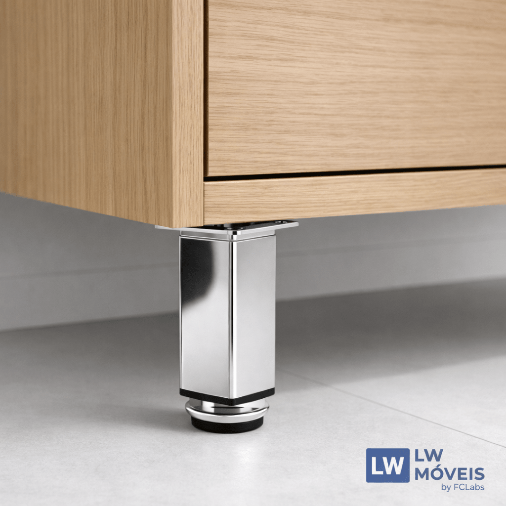 Kit Pés Quadrados em Aço Inox para Móveis | Economia por Volume Acessorios profissional | LW Ferragens