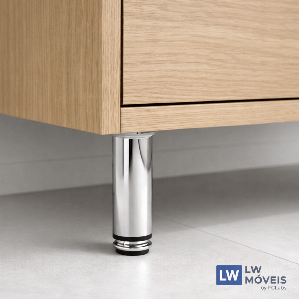 Kit Pé para Móveis Redondo em Aço Inox | Alturas Variáveis Acessorios profissional | LW Ferragens