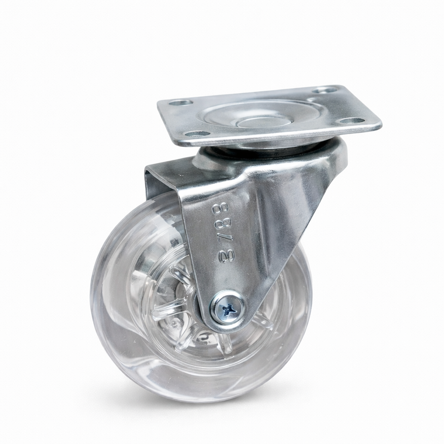 Rodízio giratório 360 graus com roda transparente para movimentação suave de móveis